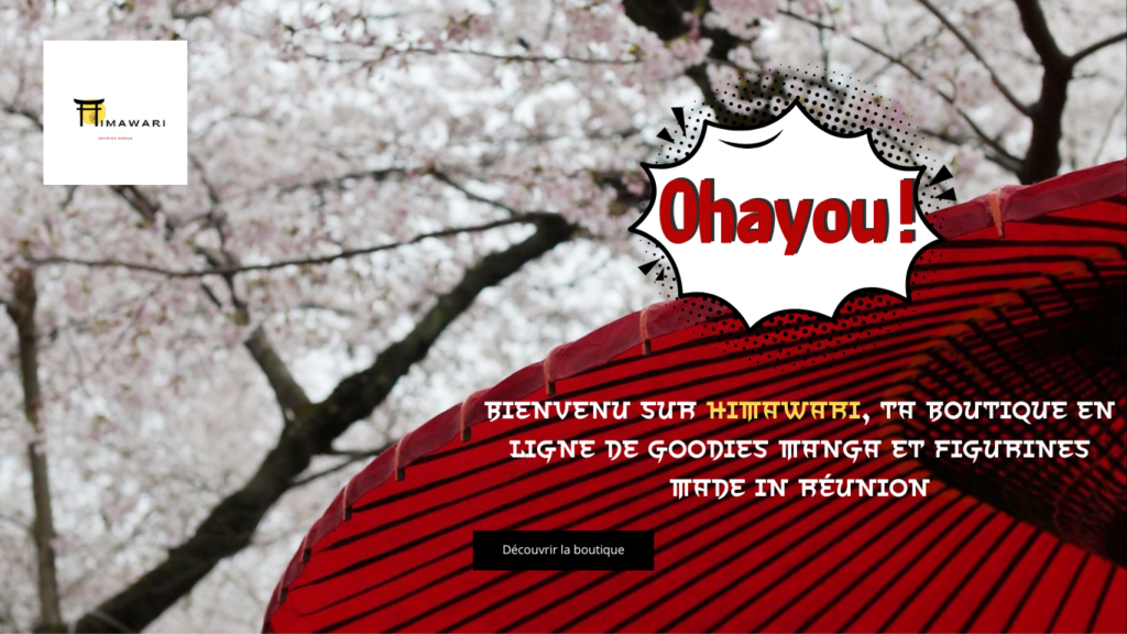 page d'accueil himawari.re avec call to action .. afin de souhaiter la bienvenu aux visiteurs